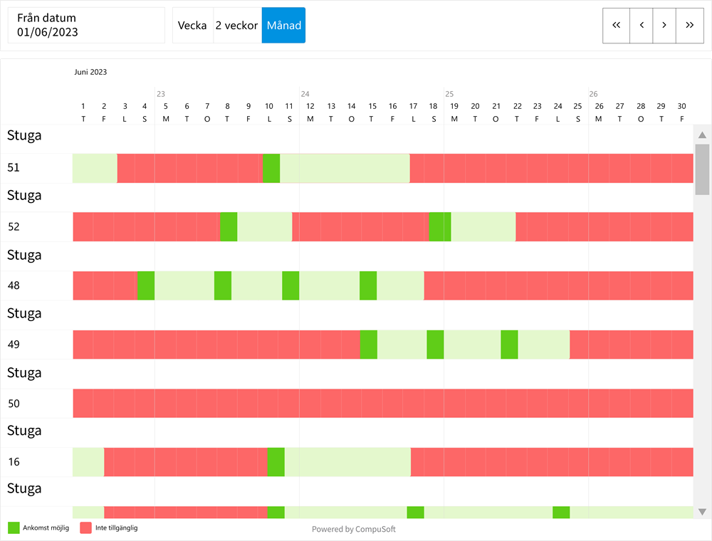 Enhetskalender med bokning på begäran