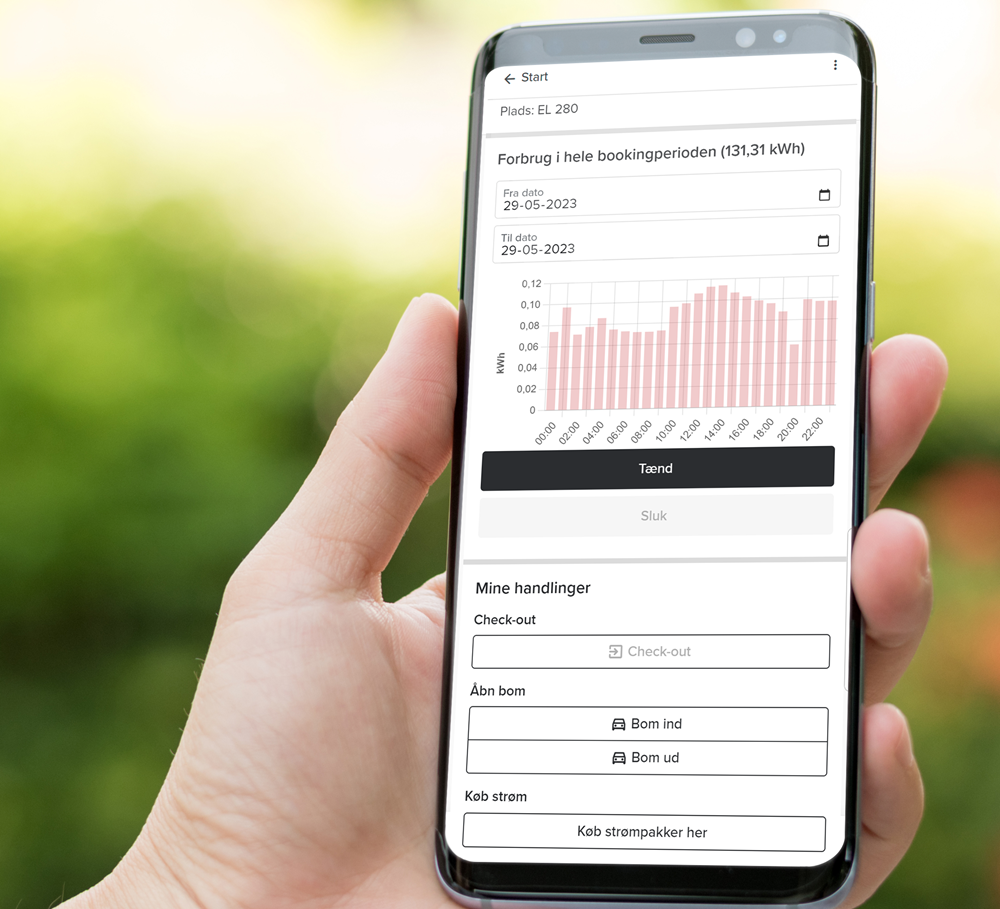 The guest has full overview of their electricity consumption via the web-based guest-app