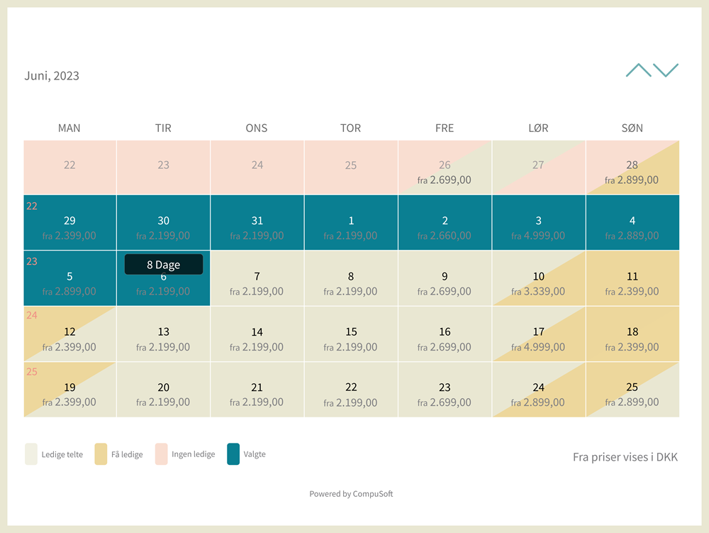 Ledighedskalender med booking on demand