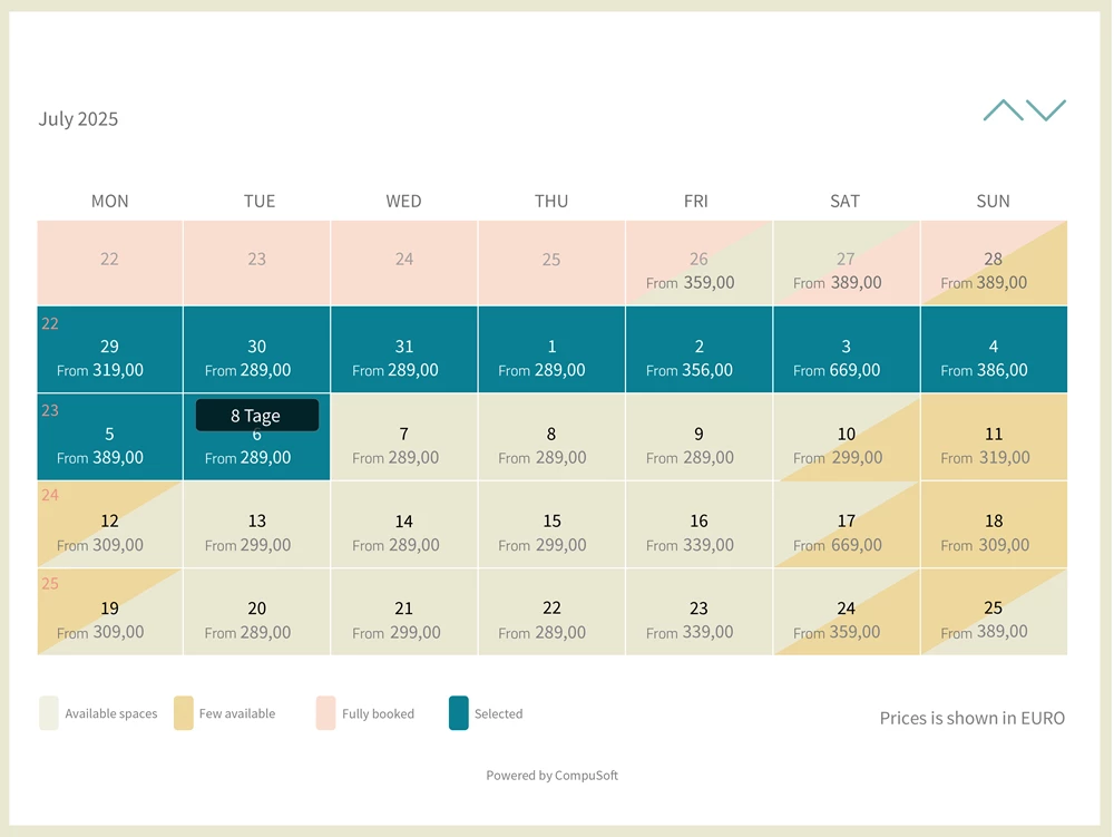 Availability Calendar – Clear Overview for Your Guests